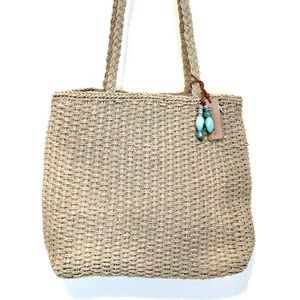 Vintage Dockers straw woven bag in light blue